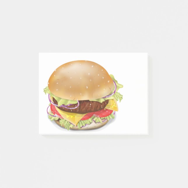Notas Post-it® Deliciosa hamburguesa o cheeseburger. (Anverso)