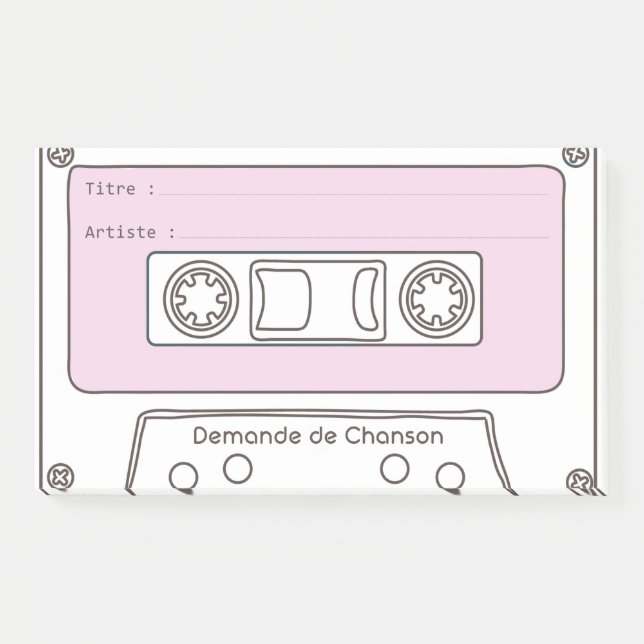 Notas Post-it® Demande Musique "Cassette" (Anverso)