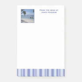 Notas Post-it® Denim Azul Moderno con Rayas y Foto Personalizada
