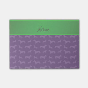 Notas Post-it® Denominación personalizada dachshund raya verde p