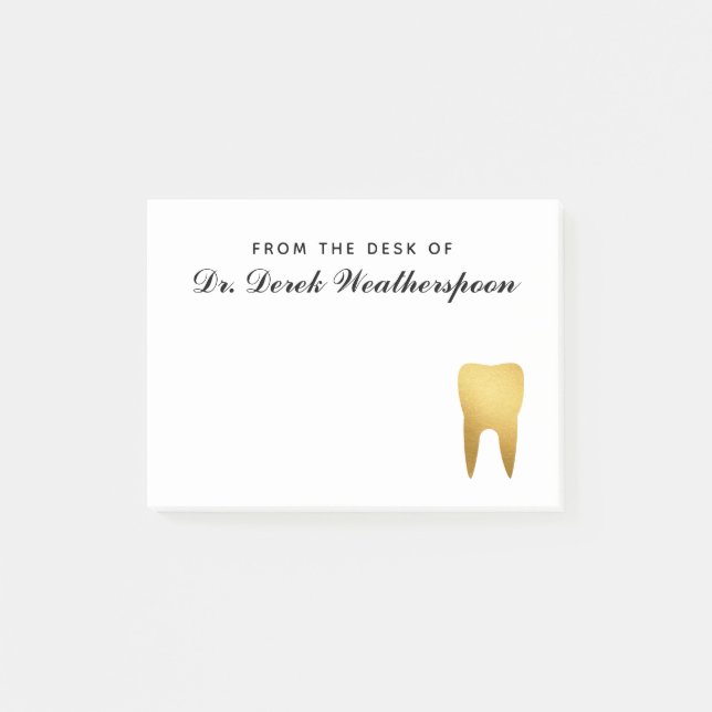 Notas Post-it® Dental Hoja de Oro Falso Personalizada para Diente (Anverso)