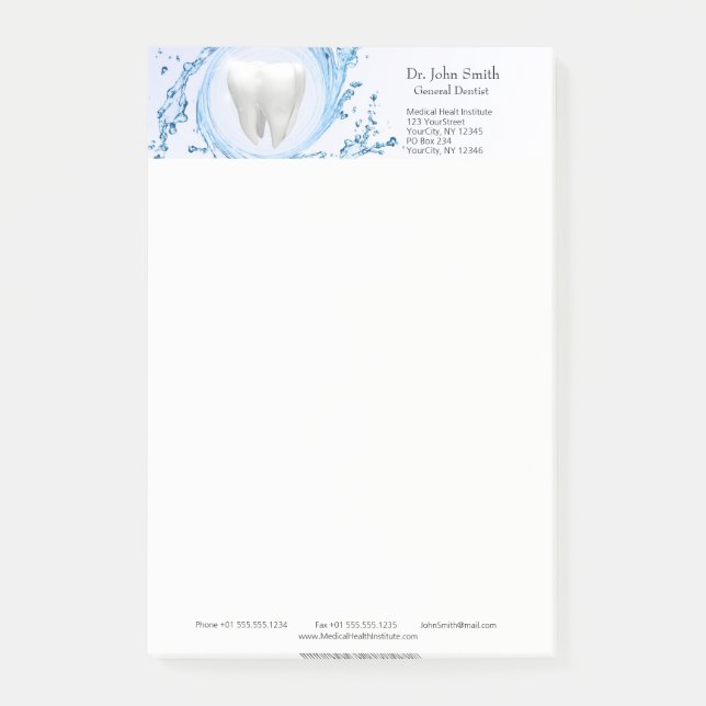 Notas Post-it® Dentista Dental Tooth Water Profesional (Anverso)