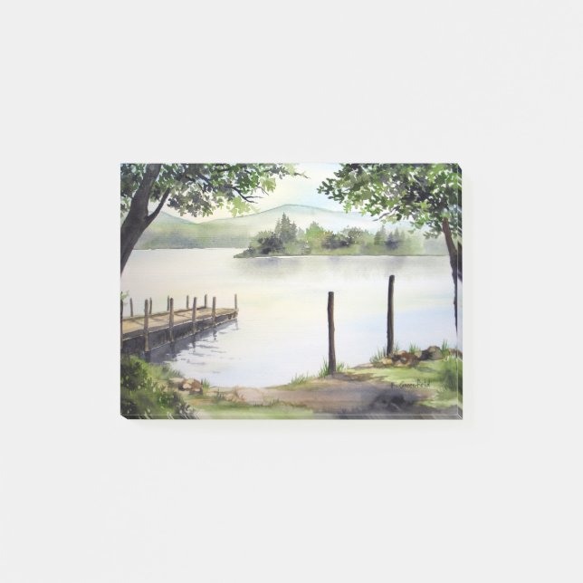 Notas Post-it® Derwent Water Keswick England Pintado de acuarela (Anverso)