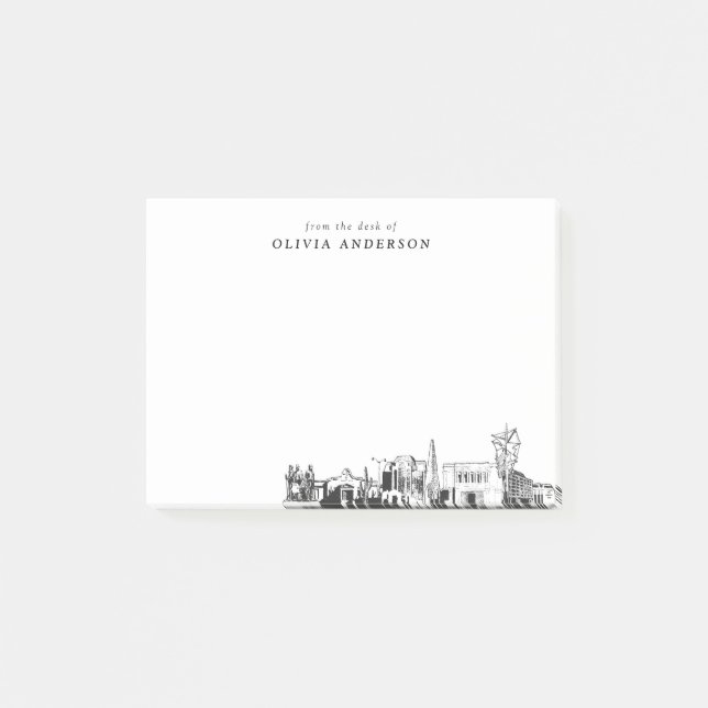 Notas Post-it® Desde el escritorio de Mesa Skyline Personalizado (Anverso)