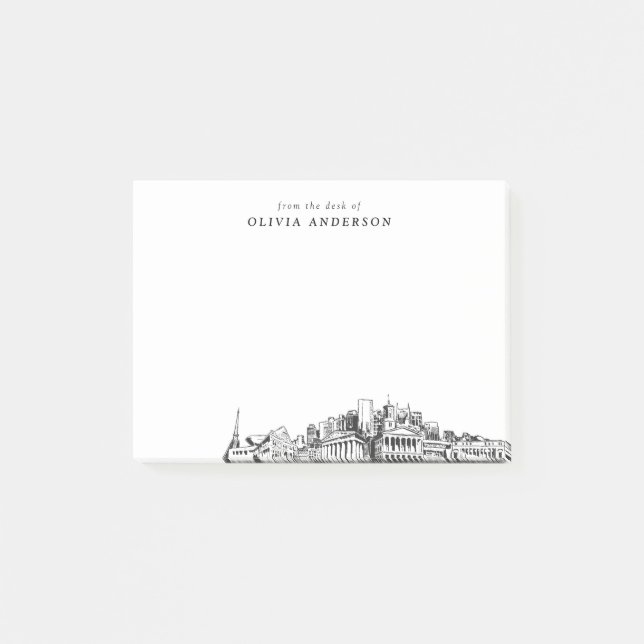 Notas Post-it® Desde el escritorio de Nashville Skyline Personali (Anverso)