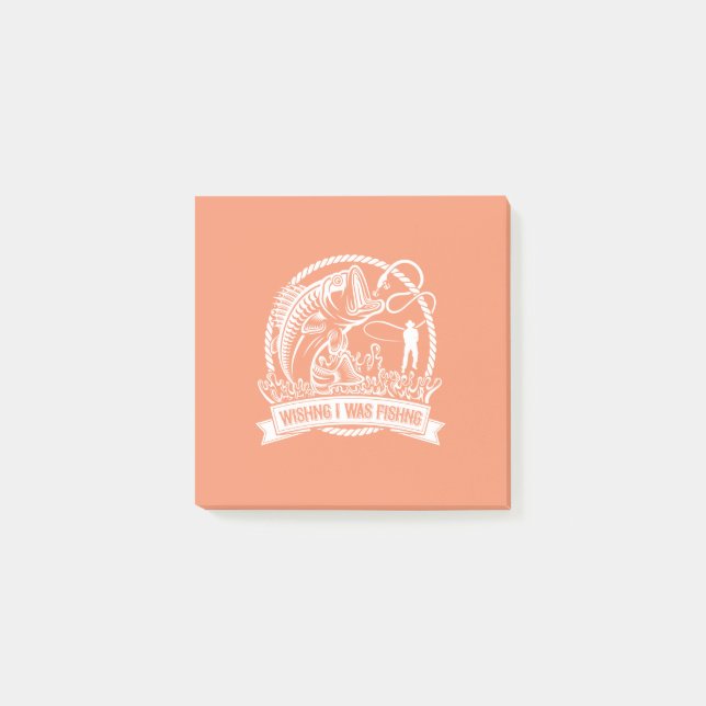 Notas Post-it® Desearía Estar Pescando (Anverso)