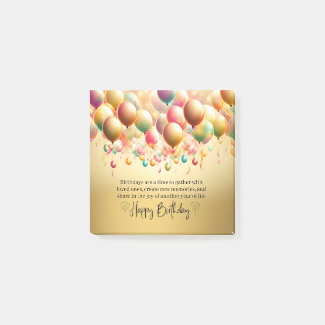 Notas Post-it® Deseos de cumpleaños brillantes (Anverso)