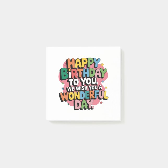 Notas Post-it® Deseos de cumpleaños coloridos (Anverso)