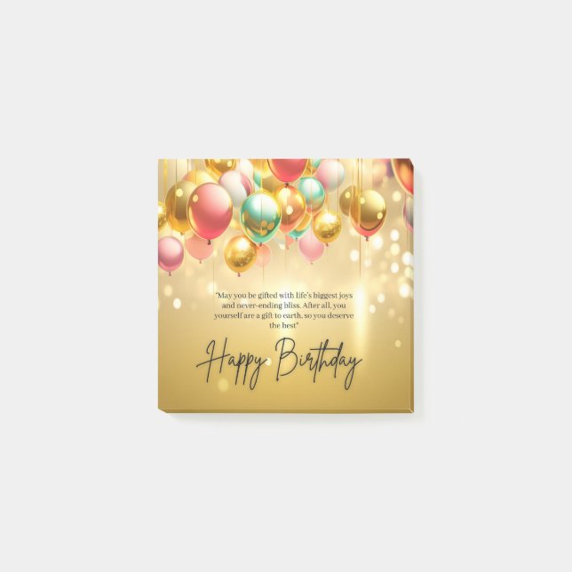 Notas Post-it® Deseos de cumpleaños dorado (Anverso)