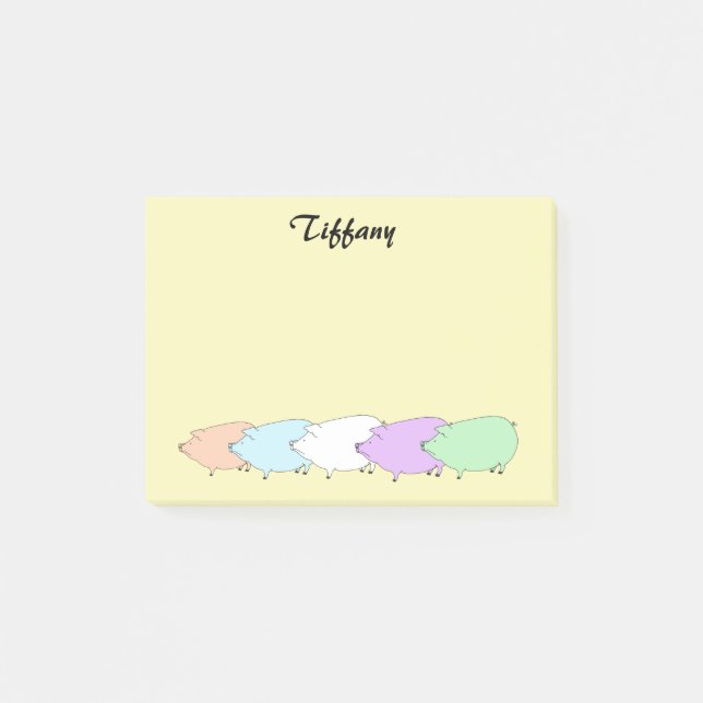 Notas Post-it® Desfile de cerdo Pastel Personalizado (Anverso)