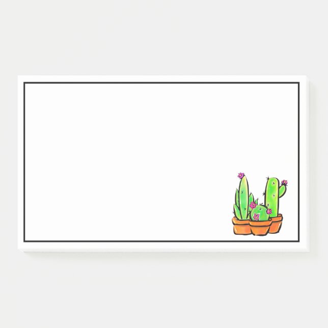 Notas Post-it® Desierto florido rosa Cactus cactus succulents (Anverso)
