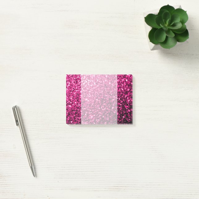 Notas Post-it® Destellos de purpurina falsa rosa caliente (Oficina)