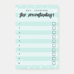 Notas Post-it® Detener Procrastinación - Mint - Casilla de verifi