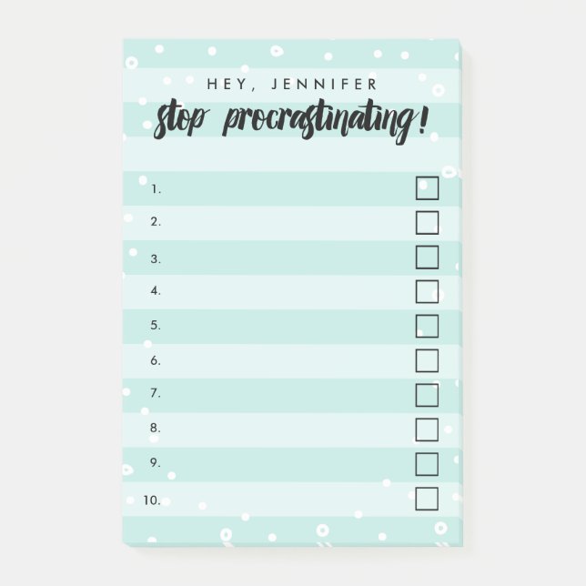 Notas Post-it® Detener Procrastinación - Mint - Casilla de verifi (Anverso)