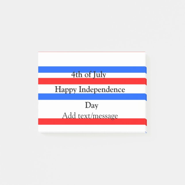 Notas Post-it® Día de la independencia de las franjas azules roja (Anverso)