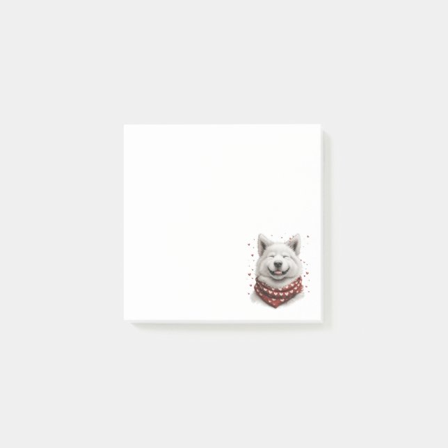 Notas Post-it® Día de San Valentín Perro Samoyedo (Anverso)