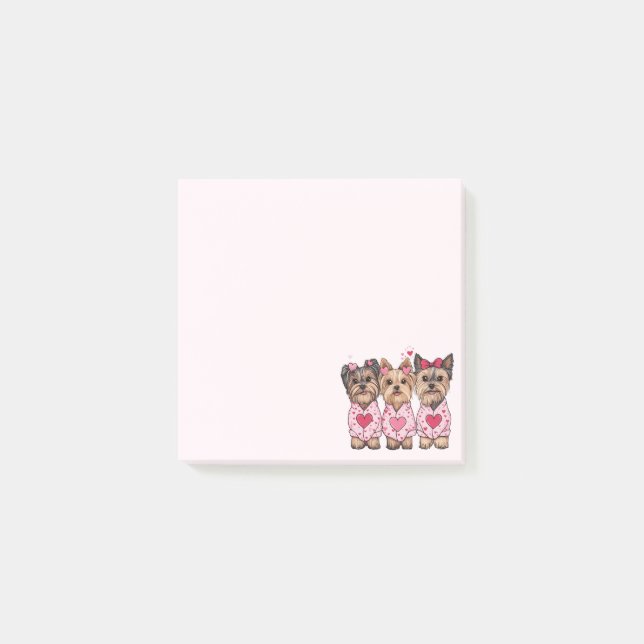 Notas Post-it® Día de San Valentín Perros Yorkie (Anverso)