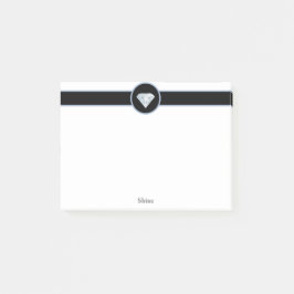 Notas Post-it® diamante elegante en blanco y negro