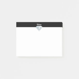 Notas Post-it® diamante elegante en blanco y negro