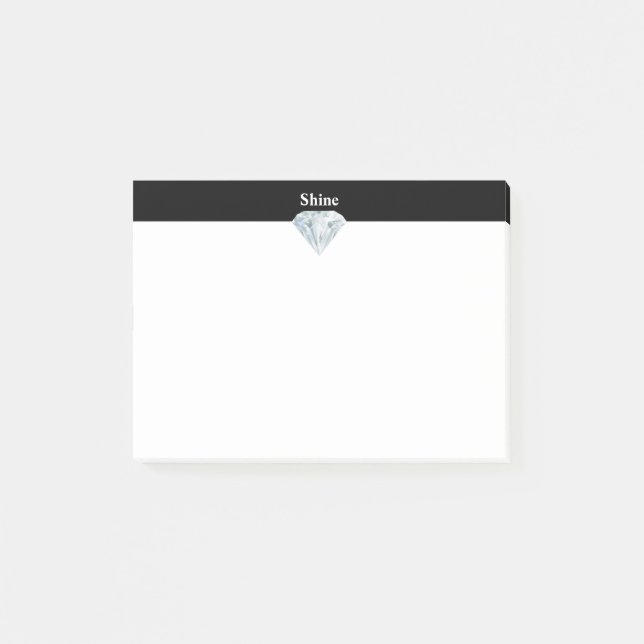Notas Post-it® diamante elegante en blanco y negro (Anverso)