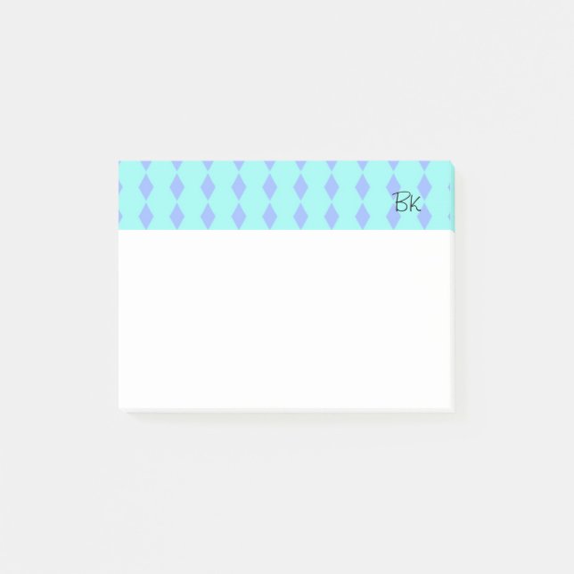 Notas Post-it® Diamantes púrpura con iniciales (Anverso)