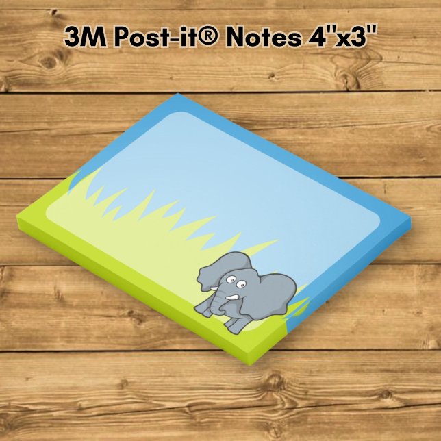 Notas Post-it® Dibujo animado de elefante gris (Subido por el creador)