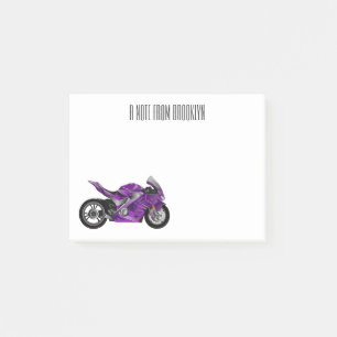 Notas Post-it® Dibujo animado de motocicleta deportiva púrpura