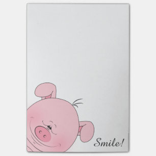 Notas Post-it® Dibujo animado rosado alegre del cerdo