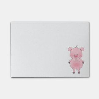 Notas Post-it® Dibujo animado rosado alegre del cerdo