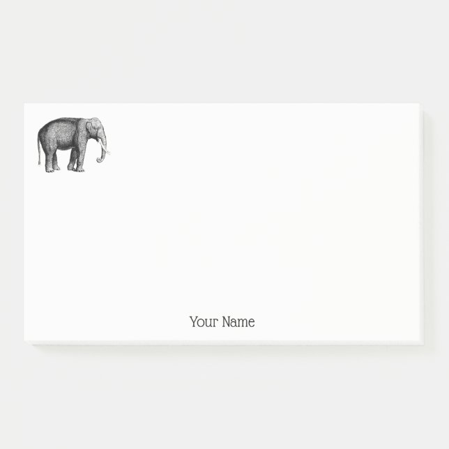 Notas Post-it® Dibujo Antiguo de Elefante (Anverso)