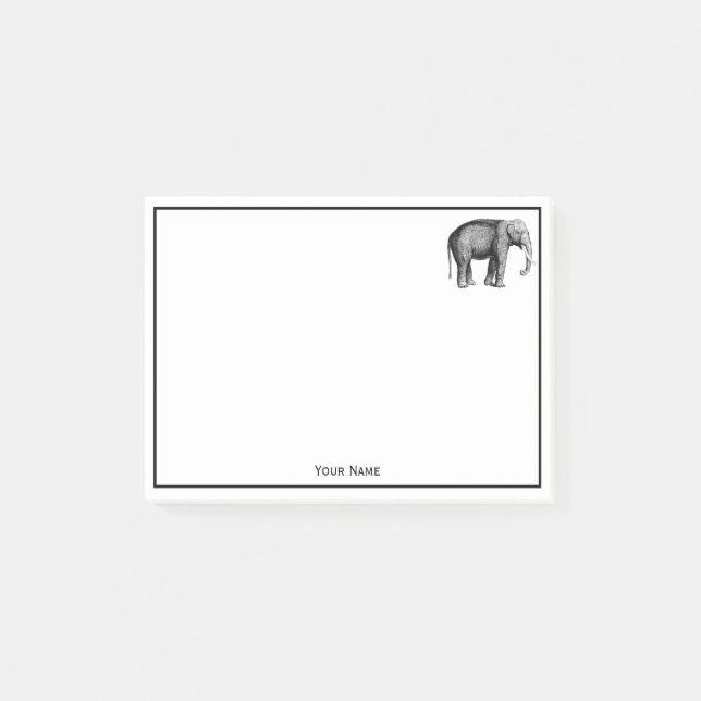 Notas Post-it® Dibujo Antiguo de Elefante (Anverso)