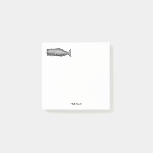 Notas Post-it® Dibujo de ballenas del siglo XIX (Anverso)