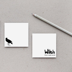 Notas Post-it® Dibujo de cuervo y silueta de Naw en negro