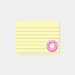 Notas Post-it® Dibujo de donut con ojos y sprinkles rayado 4x3