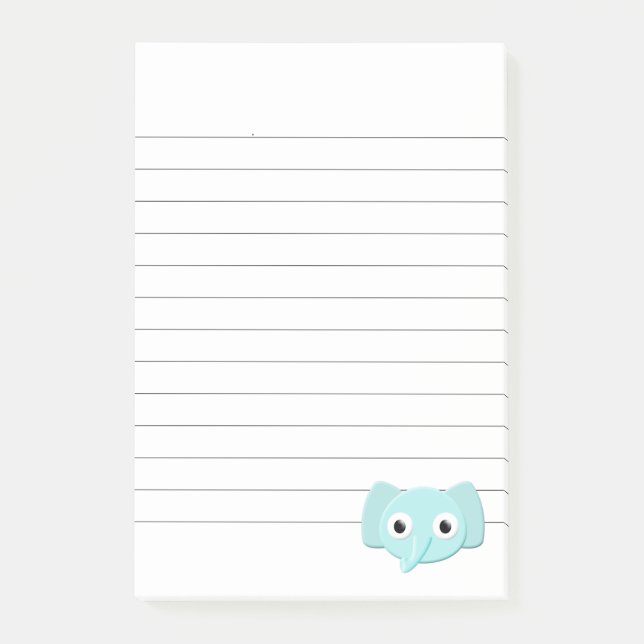 Notas Post-it® Dibujo de elefante azul bebé con líneas (Anverso)