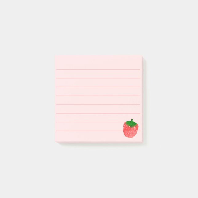 Notas Post-it® Dibujo de fresa 3 x 3 Personalizado (Anverso)