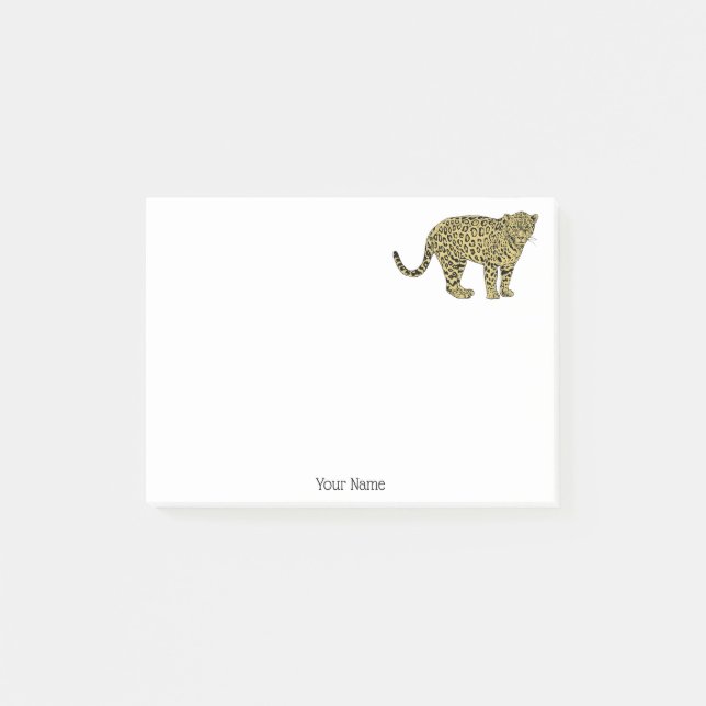 Notas Post-it® Dibujo de Gato con Manchas de Leopardo Guepardo An (Anverso)