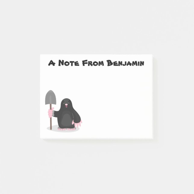 Notas Post-it® Dibujo de ilustración de topo feliz lindo (Anverso)