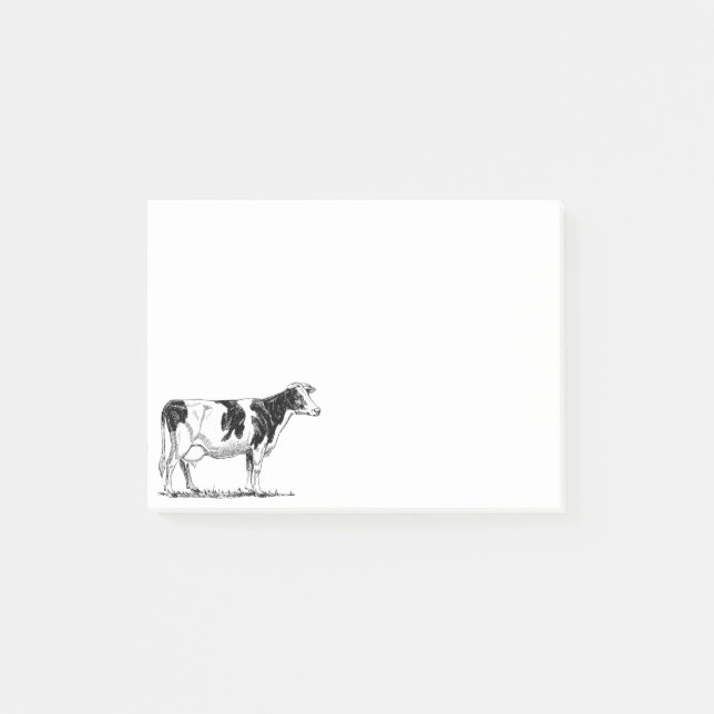 Notas Post-it® Dibujo de lápiz Fresian Dairy Cow Holstein (Anverso)