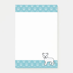 Notas Post-it® Dibujo de perro Staffordshire Bull Terrier blanco