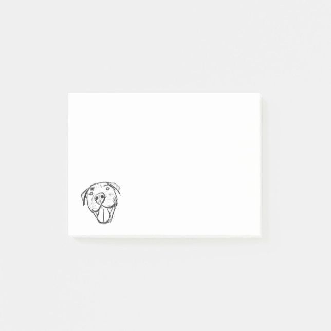 Notas Post-it® dibujo de pitbull simple amantes de perros blanco  (Anverso)
