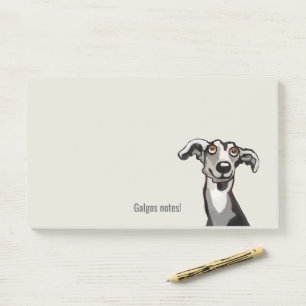 Notas Post-it® Dibujo de Podenco y Galgo en blanco y negro y gris