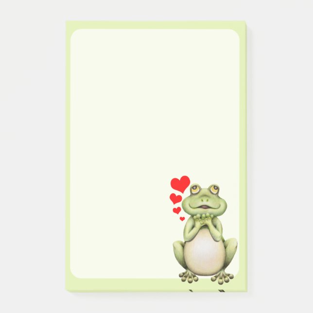 Notas Post-it® Dibujo del amor de la rana (Anverso)