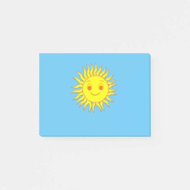 Notas Post-it® Dibujo feliz de cara al sol (Anverso)