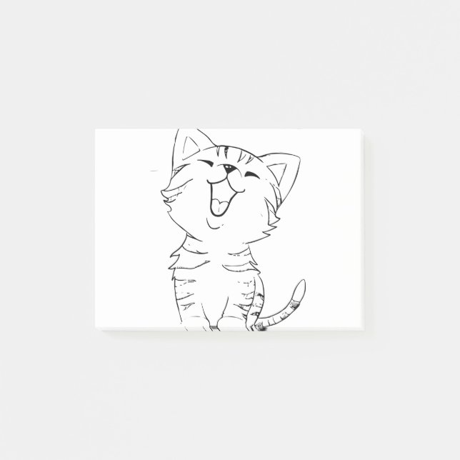 Notas Post-it® Dibujo Gato Dibujo Artes Gráficas Kitten Silhouett (Anverso)