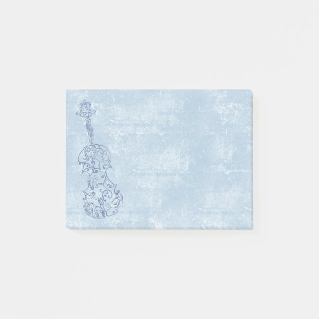 Notas Post-it® Dibujo lineal del violín azul en efecto (Anverso)