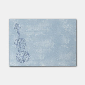 Notas Post-it® Dibujo lineal del violín azul en efecto
