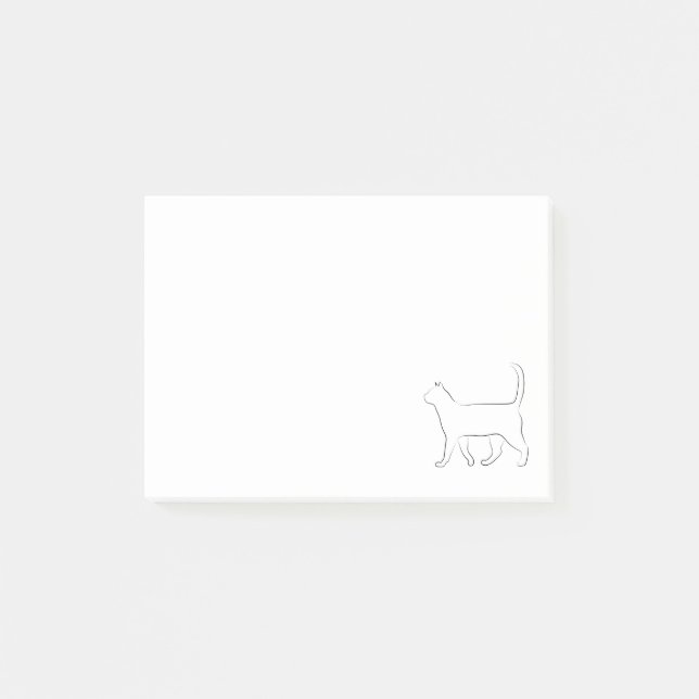 Notas Post-it® Dibujo lineal simple de gato (Anverso)