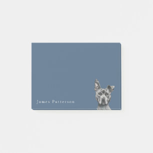 Notas Post-it® Dibujo Stalky gris del perro del pitbull