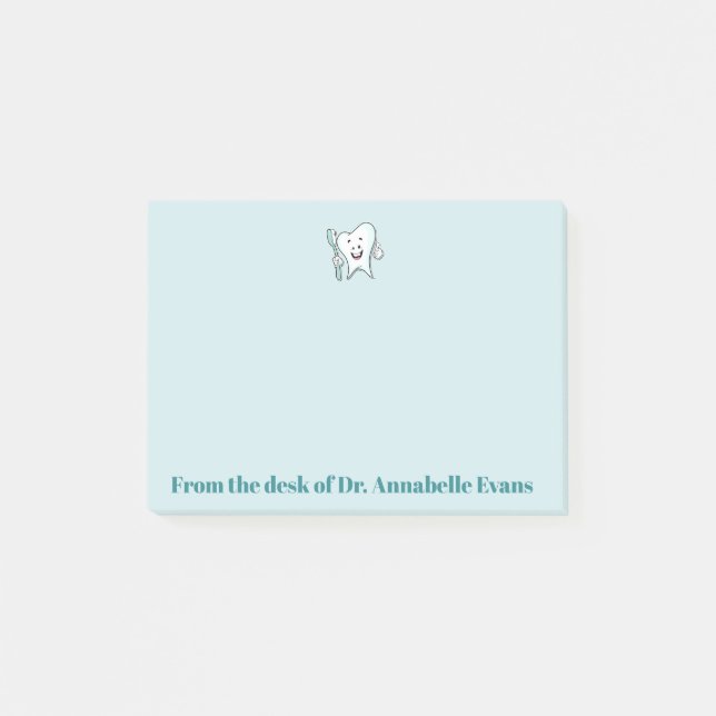 Notas Post-it® Diente y cepillo azules (Anverso)